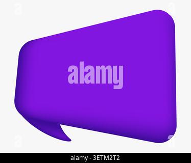 Purple rounded speech bubble 3d flat design purple graphic. Stock Vector