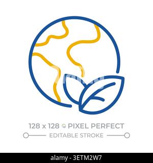 Environmental science pixel perfect two color line icon Stock Vector