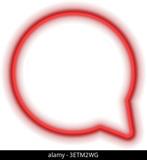 Red neon speech bubble outline glowing blurred circular chat icon. Stock Vector