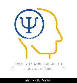 Psychology pixel perfect two color line icon Stock Vector
