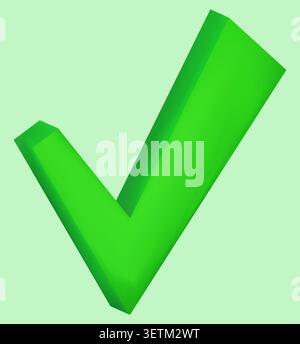 Green three dimensional check mark bold tick symbol. Stock Vector