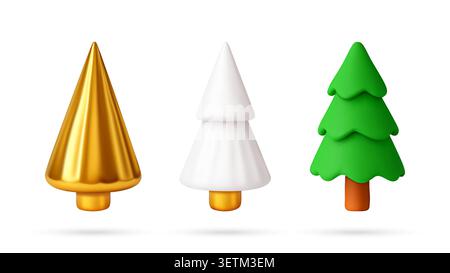 Set of 3D Christmas tree icons. Stock Vector