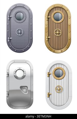 The door and window of the ship Stock Vector