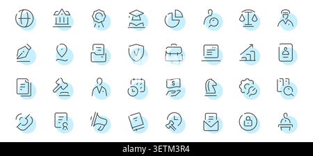 Business and corporate line icons set with management, analytics and strategy symbols Stock Vector