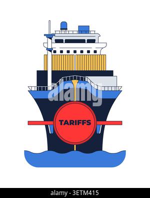Tariffs on maritime trade 2D illustration concept Stock Vector