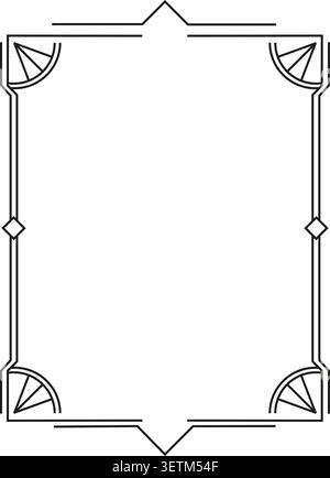 Rectangular ornamental frame line art black on white. Stock Vector
