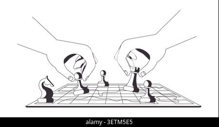 Geopolitical chess line illustration concept Stock Vector