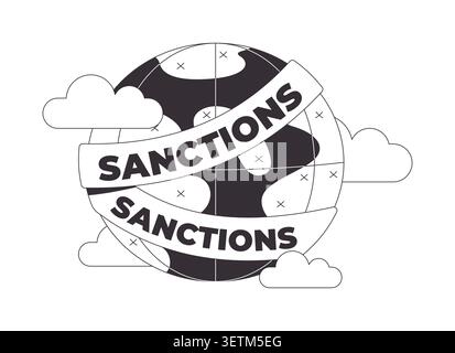 Global sanctions line illustration concept Stock Vector