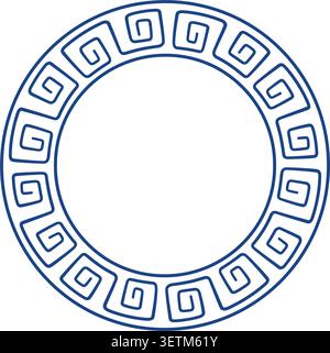 Ancient Greek hand drawn ornament circle frame. Hand drawn Rome round border. Doodle ancient motif border design. Ancient ornament circle element Stock Vector