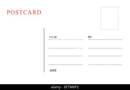 Vintage and modern postcard blank template. Vector correspondence paper mail postcard template. Mockup empty letter back side.  Stock Vector