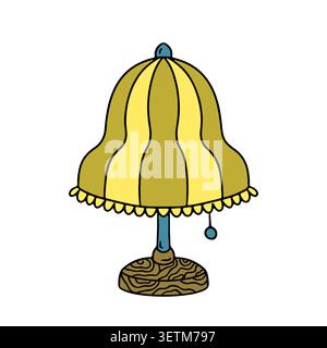 Hand drawn doodle table lamp clipart vector illustration. Cozy domestic light line art isolated on white Stock Vector