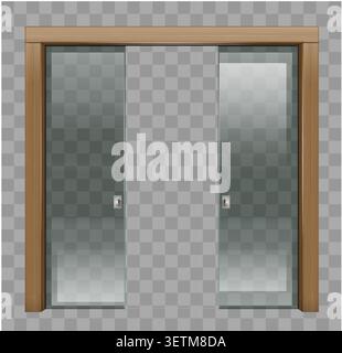 Sliding wooden glass door wardrobe Stock Vector
