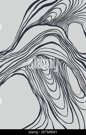 Abstract flowing contour lines forming layered organic shapes Stock Vector