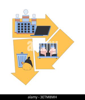 Linear economy process 2D illustration concept Stock Vector