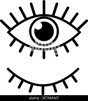 Minimalist Black Eye Outline Icon Set. Simple Vector Symbol Collection for UI and Graphic Design Stock Vector
