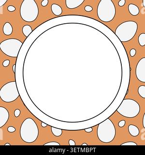 Egg shape colored oval frame hand drawn illustration. Vector graphic line art. Decorative element for cafe and restaurant menu, banners, posters, invi Stock Vector