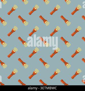 Seamless flashlight pattern on blue background. Cartoon outdoor vector background.  Stock Vector