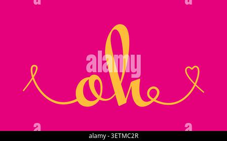 OH initial wedding monogram calligraphy vector illustration. Hand drawn lettering o and h love logo design for valentines day poster, greeting card, p Stock Vector