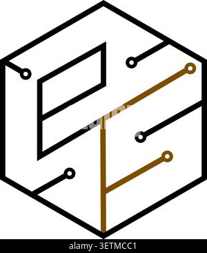 Modern cube logo featuring e and f Stock Vector