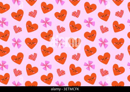 Romantic Seamless Patterns with hearts and flowers Stock Vector
