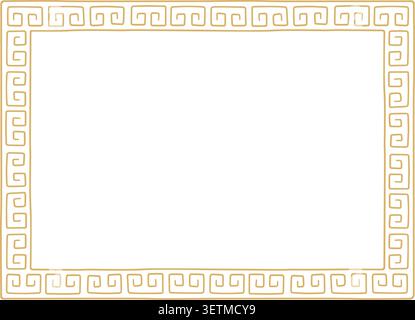 Ancient Greek hand drawn ornament circle frame. Hand drawn Rome round border. Doodle ancient motif border design. Ancient ornament circle element Stock Vector