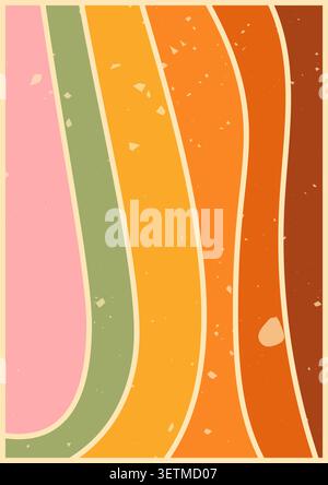 Groovy zebra poster with warm wavy lines. Stock Vector