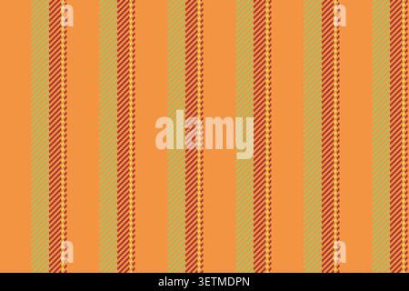 Pastel background pattern stripe, unique lines fabric seamless. Terfect textile texture vertical vector in orange and lime colors palette. Stock Vector