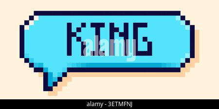 Back to School pixel art color speech bubble with king world Stock Vector