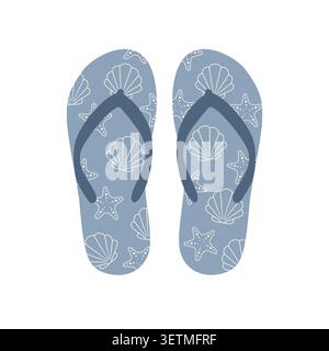 Seashell And Starfish Flipflops Pattern Stock Vector