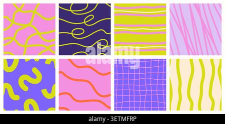 Hand drawn seamless patterns. Abstract tiles. Stock Vector