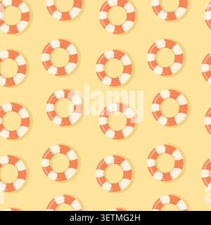 Seamless lifebuoy pattern for summer backgrounds, wrapping paper, textiles, wallpaper Stock Vector