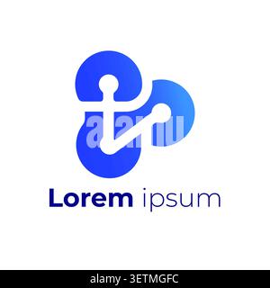 Modern abstract network logo featuring interconnected geometric forms and circular connection nodes arranged in a balanced, flowing composition. The v Stock Vector