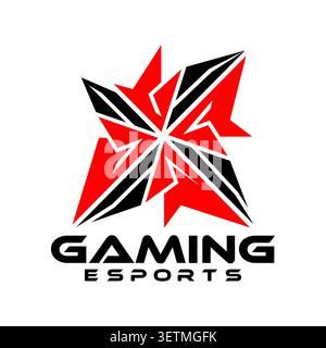 Bold lightning star esports gaming logo featuring sharp geometric points, electric energy-inspired elements, and a futuristic competitive design. Crea Stock Vector