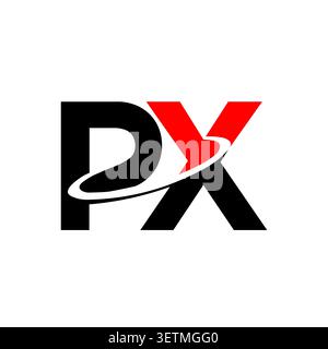 PX monogram logo with orbit swoosh symbol Stock Vector