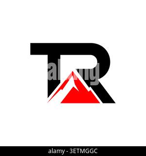 TR monogram logo with mountain peak symbol Stock Vector