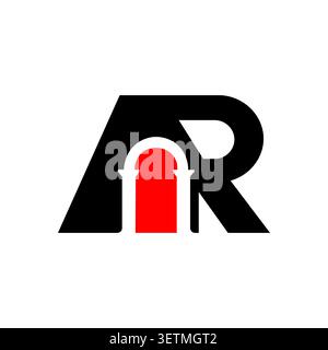 AR monogram logo with arch doorway symbol Stock Vector