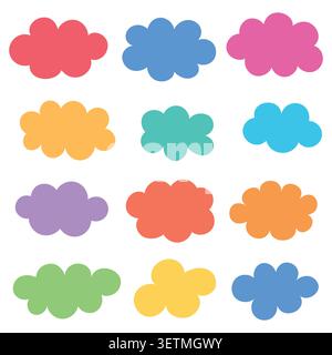 Set of BLOB objects. Hand-drawn abstract illustration of clouds in various colours and shapes. Vector illustration isolated on a white background Stock Vector