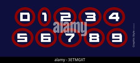Sport Numbers Set Numeric Logo Font for Soccer Basketball Football Baseball Volleyball Jersey, Anniversary Year Typographic Design, Clock Counter Stock Vector