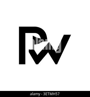 PW monogram logo with flag achievement symbol Stock Vector