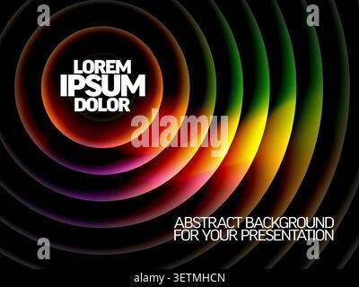This abstract background features vibrant concentric circles with glowing effects and a dark backdrop. The colorful concentric circles are ideal for a Stock Vector