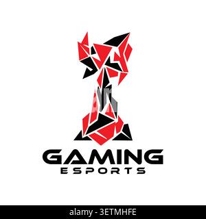 Modern geometric wolf esports gaming logo featuring sharp polygonal shapes, aggressive angles, and a futuristic predator-inspired design. Created for Stock Vector