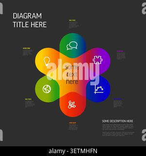 This colorful infographic diagram features six steps for business presentation. Customize this modern infographic diagram template with your own data Stock Vector