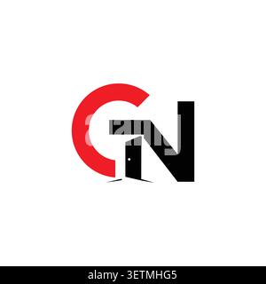 GN monogram logo with open door symbol Stock Vector