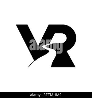 VR monogram logo with winding road path symbol Stock Vector