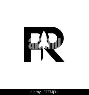 FR monogram logo with rocket launch symbolz Stock Vector