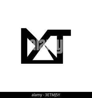 MT monogram logo with geometric triangle symbol Stock Vector
