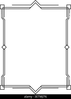 Ornate geometric black line frame with corner accents Stock Vector