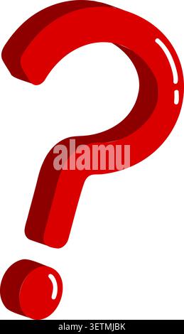Red glossy question mark icon 3d cartoon style bold Stock Vector