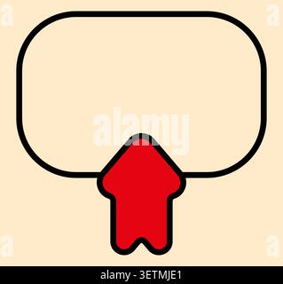 Message badge icon beige background red ribbon pointer design Stock Vector
