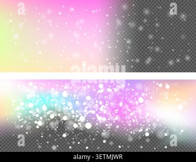 Baby unicorn border with gentle glitter on transparent background Stock Vector